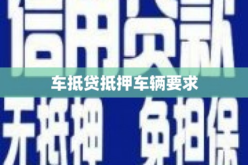 天涯车抵贷抵押车辆要求
