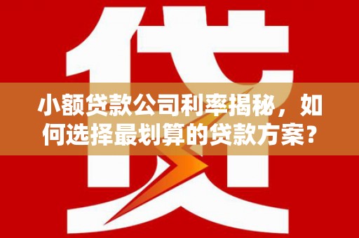 龟山小额贷款公司利率揭秘，如何选择最划算的贷款方案？