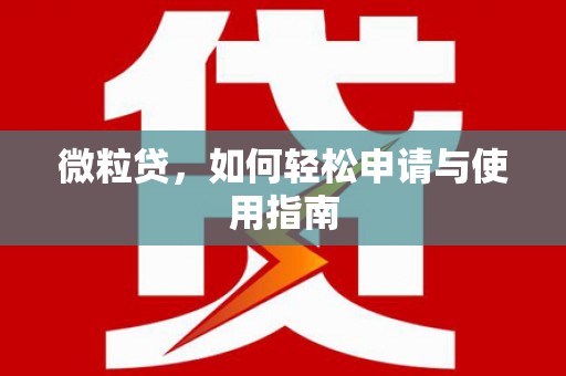 广元微粒贷，如何轻松申请与使用指南