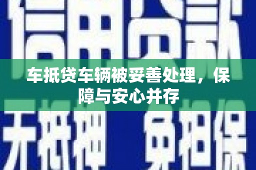 苍南车抵贷车辆被妥善处理，保障与安心并存