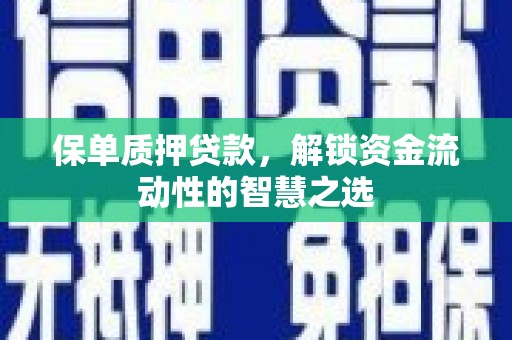 建德保单质押贷款，解锁资金流动性的智慧之选