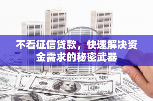 开鲁不看征信贷款，快速解决资金需求的秘密武器