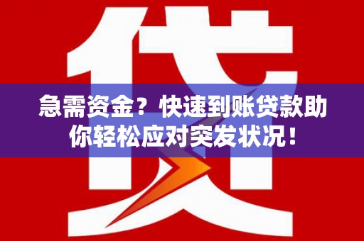 湟源急需资金？快速到账贷款助你轻松应对突发状况！