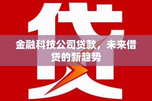 湟源金融科技公司贷款，未来借贷的新趋势