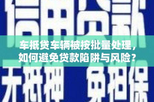 肃州车抵贷车辆被按批量处理，如何避免贷款陷阱与风险？