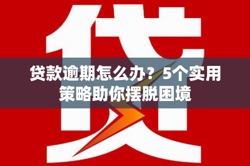 土库贷款逾期怎么办？5个实用策略助你摆脱困境