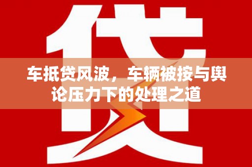 安陆车抵贷风波，车辆被按与舆论压力下的处理之道