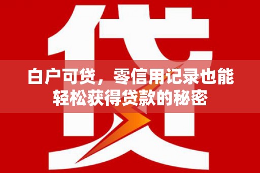 贵池白户可贷，零信用记录也能轻松获得贷款的秘密
