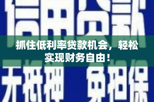 天元抓住低利率贷款机会，轻松实现财务自由！
