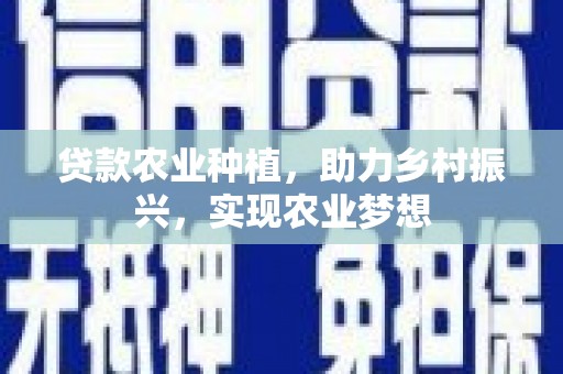 宝坻贷款农业种植，助力乡村振兴，实现农业梦想