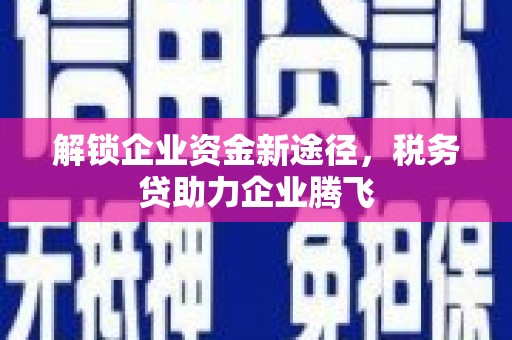 同心解锁企业资金新途径，税务贷助力企业腾飞