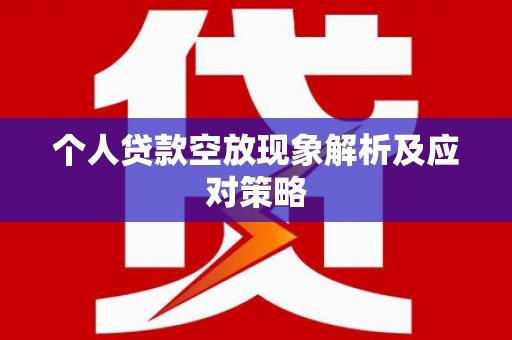 沙洋个人贷款空放现象解析及应对策略