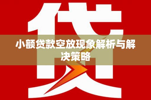 乡宁小额贷款空放现象解析与解决策略