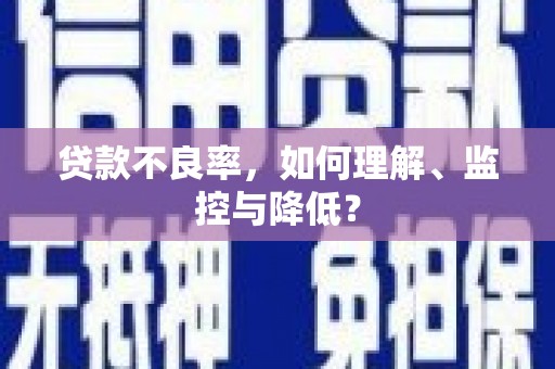 罗庄贷款不良率，如何理解、监控与降低？