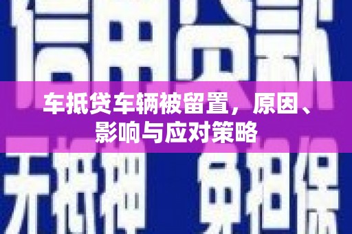 普陀车抵贷车辆被留置，原因、影响与应对策略